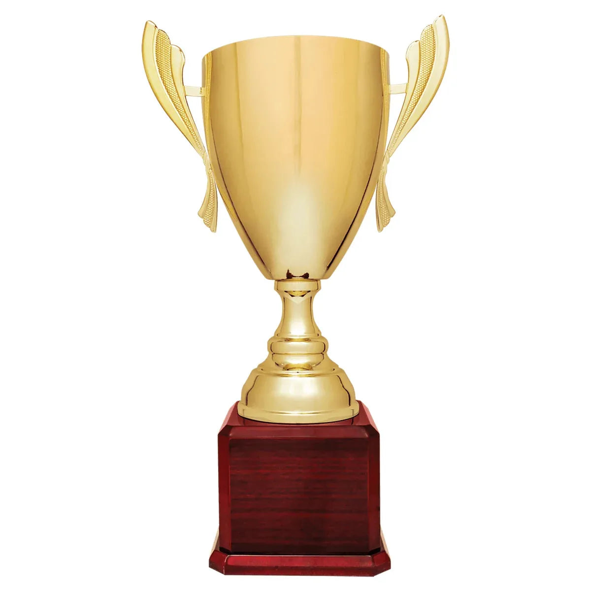 Gold Completed Metal Cup Trophy on Rosewood Royal 2 22" Piano Finish Base