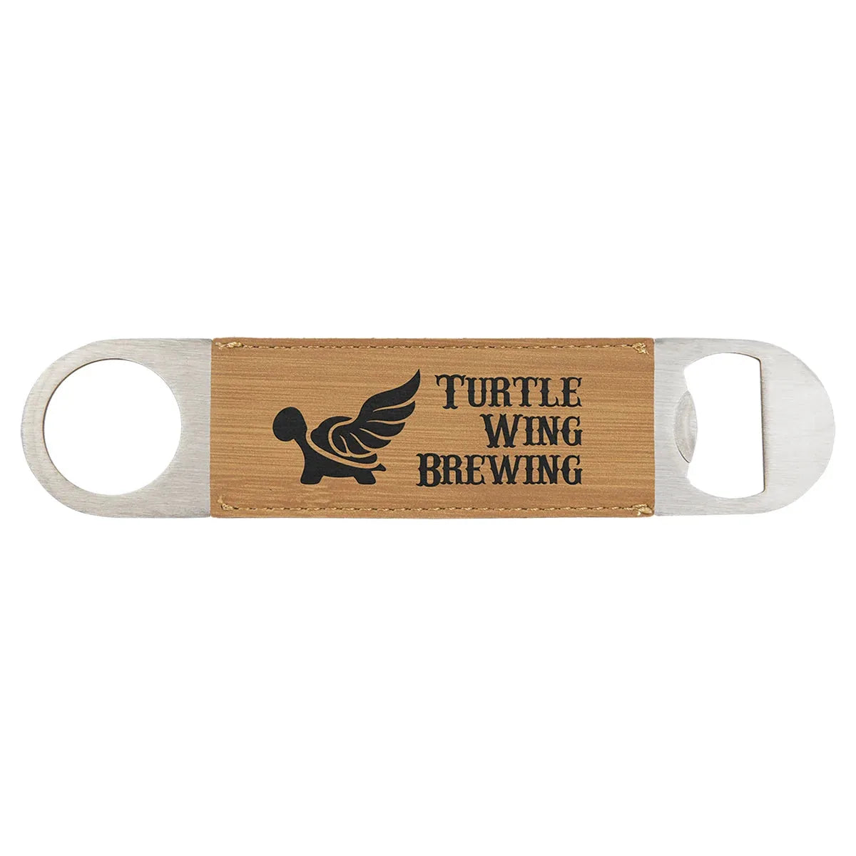 Bamboo 1 1/2" x 7" Laserable Leatherette Bottle Opener