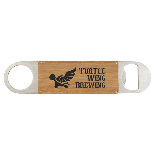 Bamboo 1 1/2" x 7" Laserable Leatherette Bottle Opener