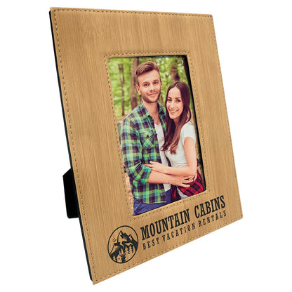 Bamboo 4" x 6" Laserable Leatherette Photo Frame