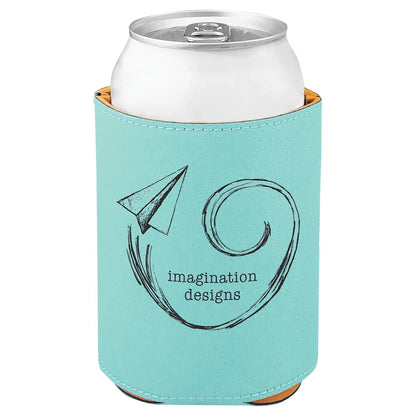 Teal 3 3/4" Laserable Leatherette Beverage Holder