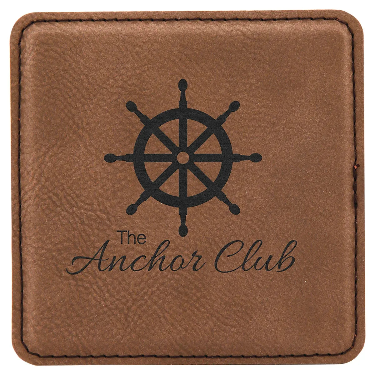 Dark Brown 4" x 4" Square Laserable Leatherette Coaster