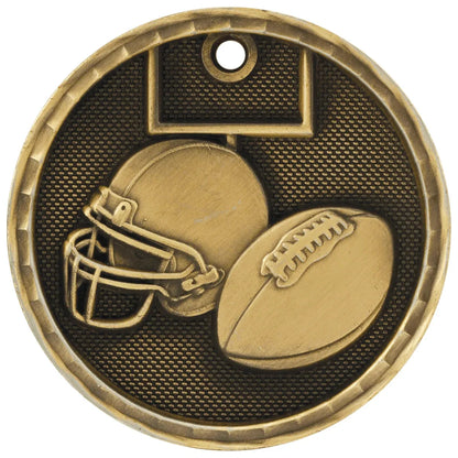 Antique Gold 2" 3D Football Medal