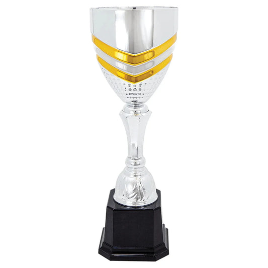 13 13 1/4" Completed Metal Cup Trophy on Plastic Base