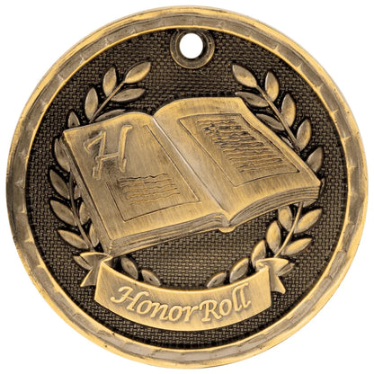 Antique Gold 2" 3D Honor Roll Medal