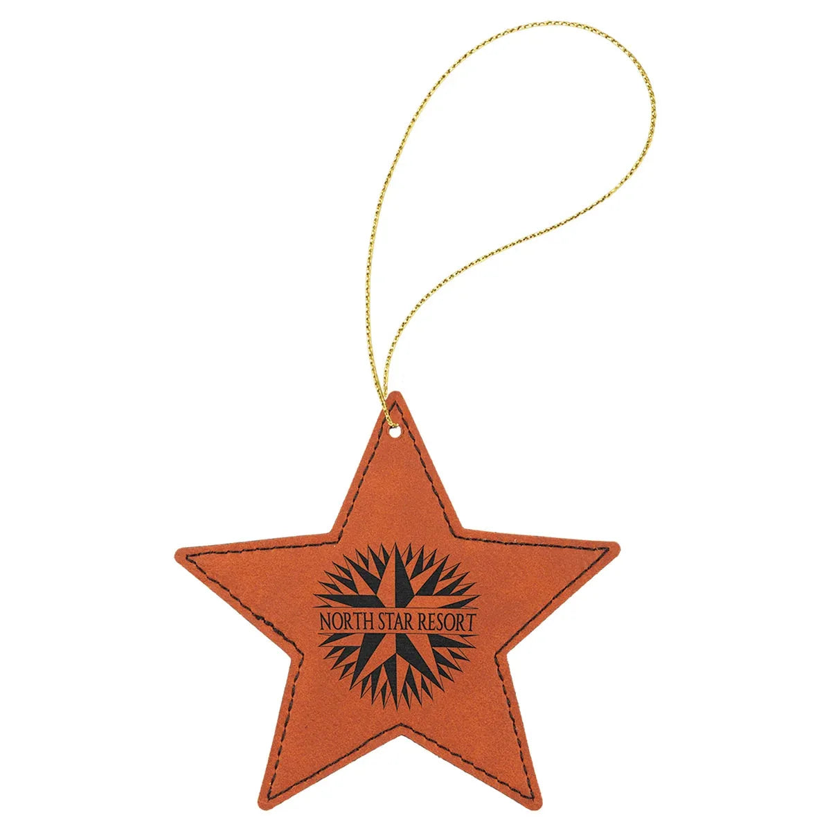 Rawhide Laserable Leatherette Star Ornament with Gold String
