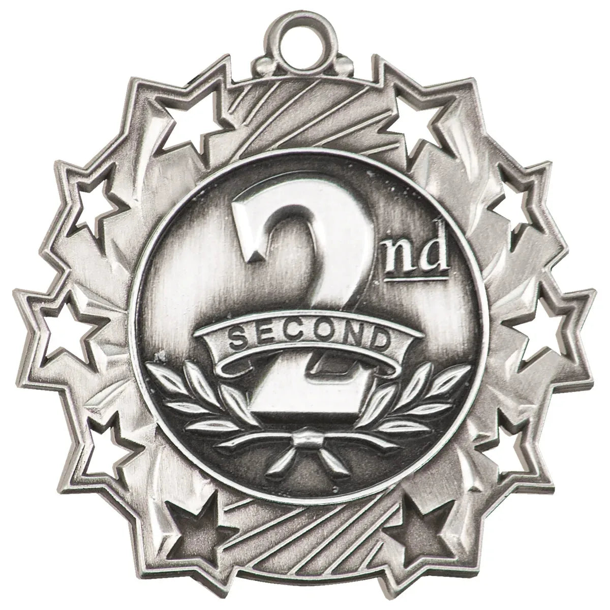 2 1/4" Antique Silver 2nd Place Ten Star Medal