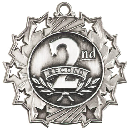 2 1/4" Antique Silver 2nd Place Ten Star Medal