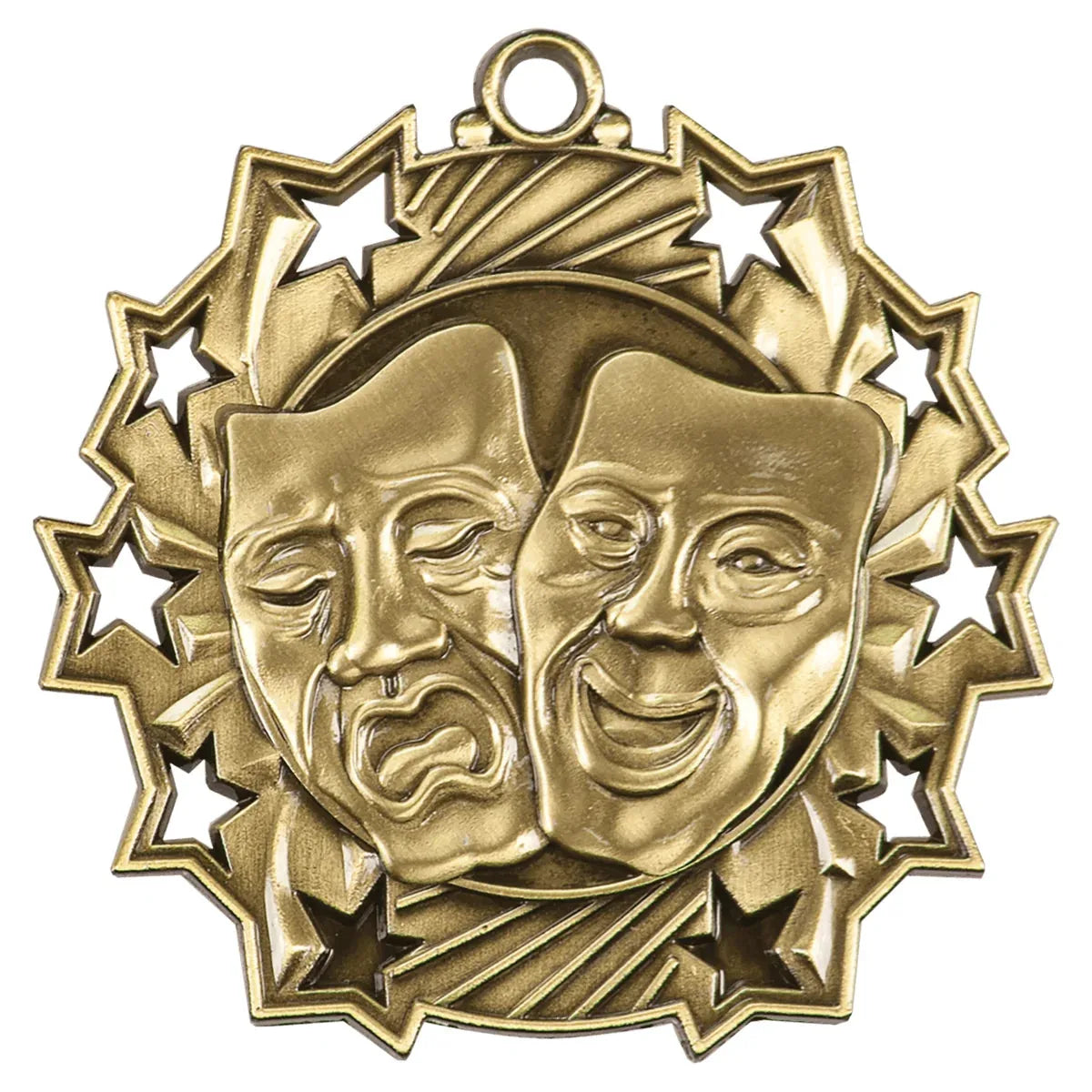 Antique Gold 2 1/4" Drama Ten Star Medal