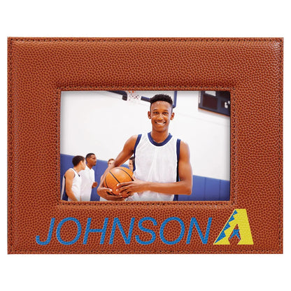 Basketball 4" x 6" Laserable Leatherette Photo Frame