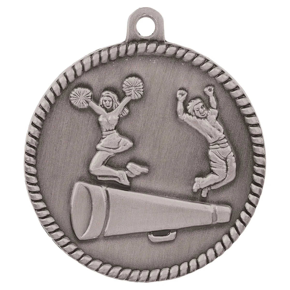 Antique Silver 2" Cheer High Relief Medal