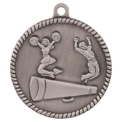 Antique Silver 2" Cheer High Relief Medal