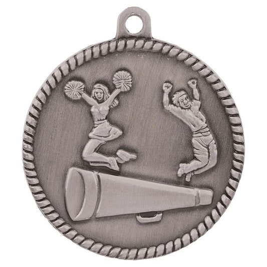 Antique Silver 2" Cheer High Relief Medal