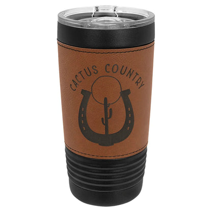 Black with Rawhide Polar Camel 20 oz. Leatherette Tumbler with Slider Lid