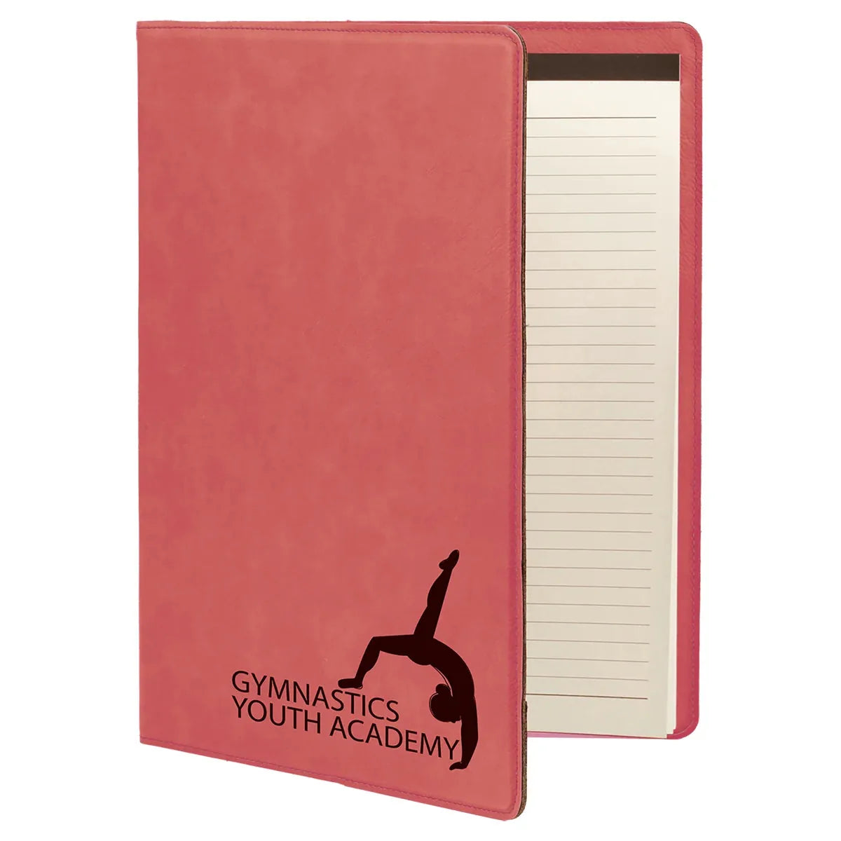 Pink 9 1/2" x 12" Laserable Leatherette Portfolio with Notepad