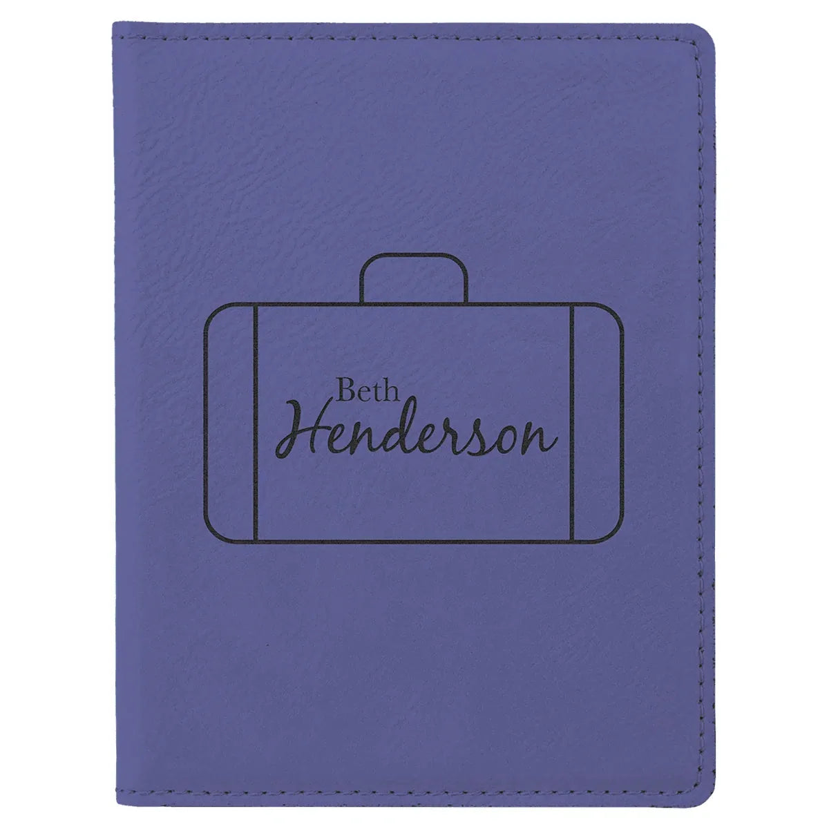 Purple 4 1/4" x 5 1/2" Laserable Leatherette Passport Holder