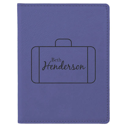 Purple 4 1/4" x 5 1/2" Laserable Leatherette Passport Holder