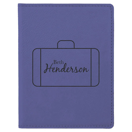 Purple 4 1/4" x 5 1/2" Laserable Leatherette Passport Holder