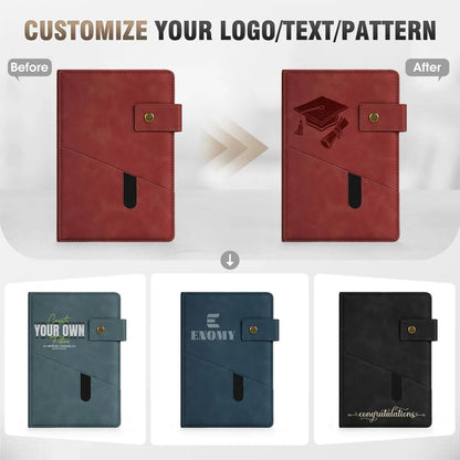 ENOMY Personalized Notebook A5 Leather Custom Notebook with Logo & Text Daily Journal for Men Women Hardcover Notebook for Business, Work, College, Idea Gift — Custom Branded Journal | Laser Engraved - Image 9