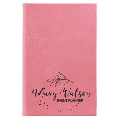 Pink 5 1/4" x 8 1/4" Laserable Leatherette Sketch Book with Unlined Notepad