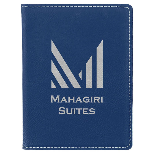 Blue/Silver 4 1/4" x 5 1/2" Laserable Leatherette Passport Holder