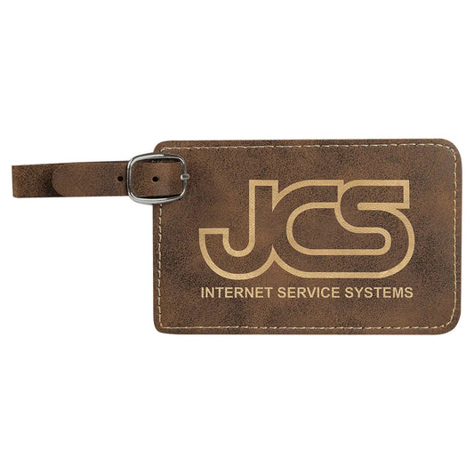 Rustic/Gold 4 1/4" x 2 3/4" Laserable Leatherette Luggage Tag