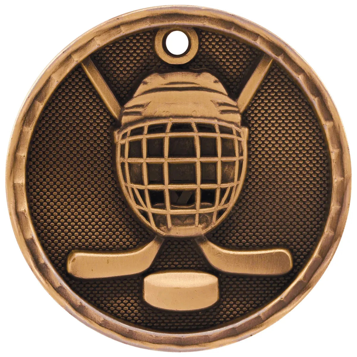 Antique Bronze 2" 3D Hockey Medal