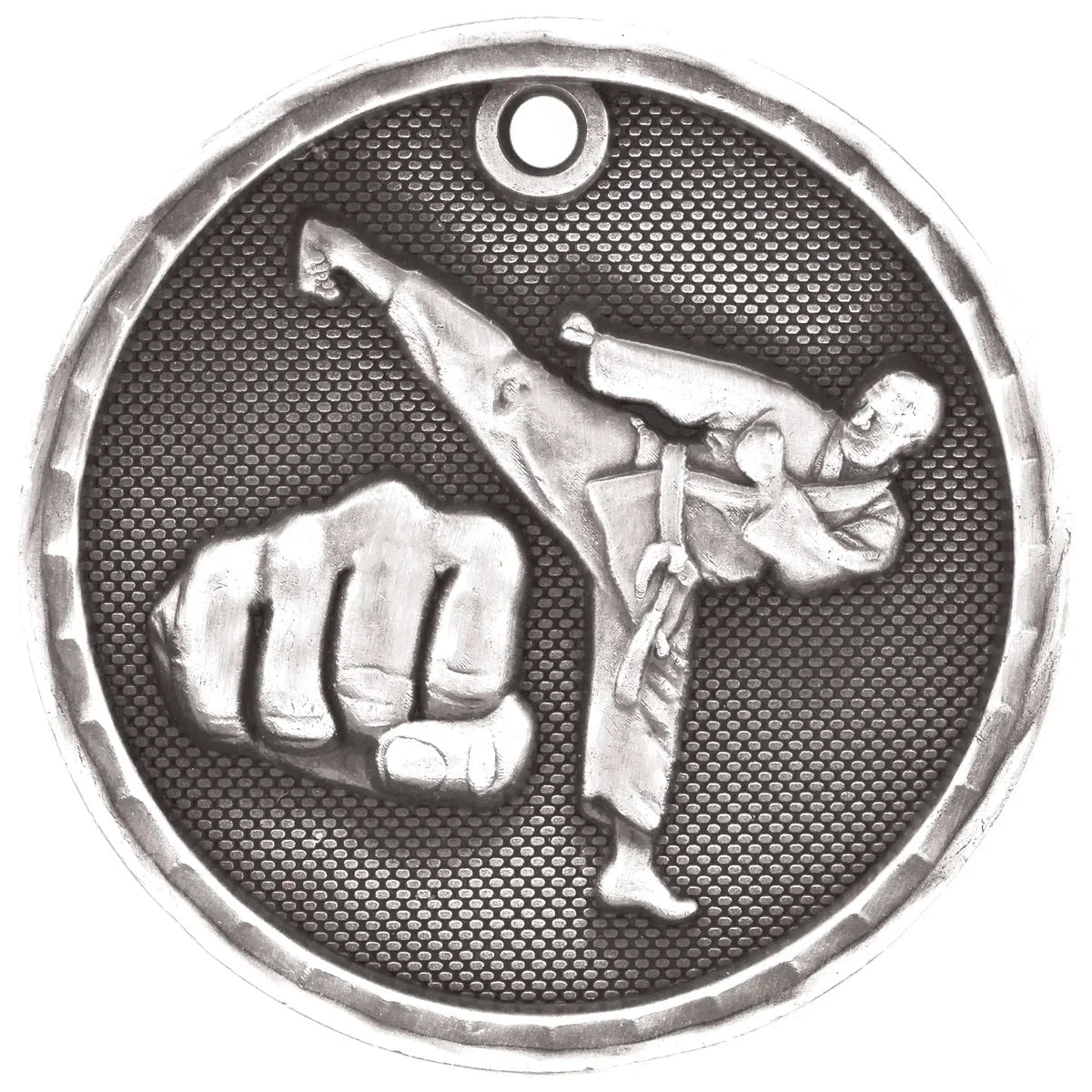 Antique Silver 2" 3D Martial Arts Medal