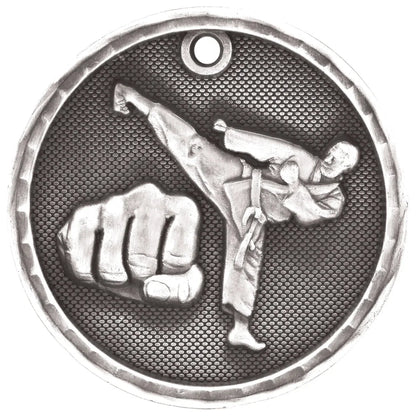 Antique Silver 2" 3D Martial Arts Medal