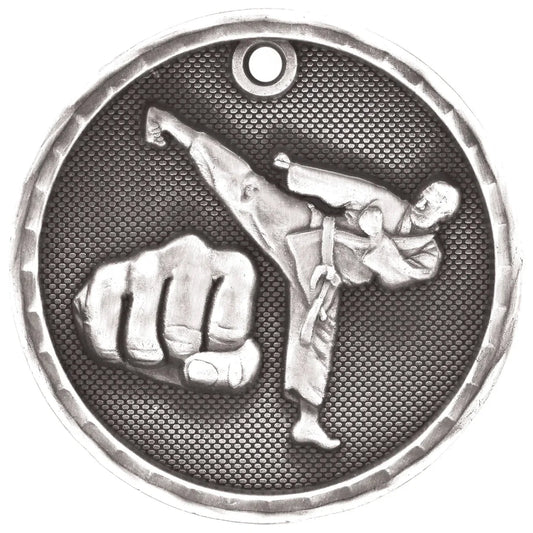 Antique Silver 2" 3D Martial Arts Medal