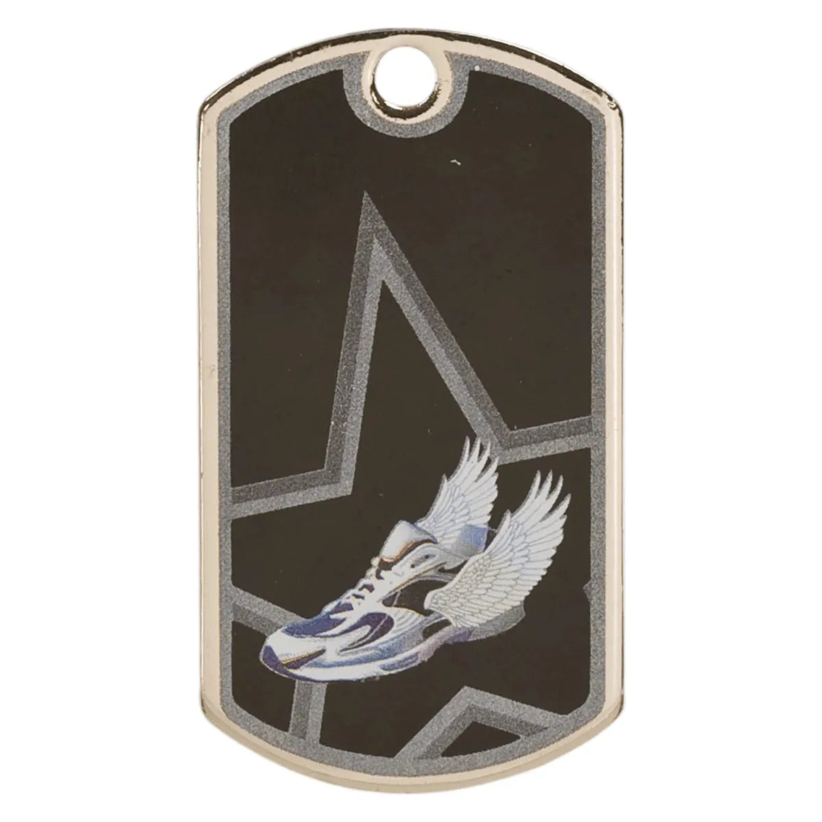 2" Black/Silver Track Laserable Star Dog Tag