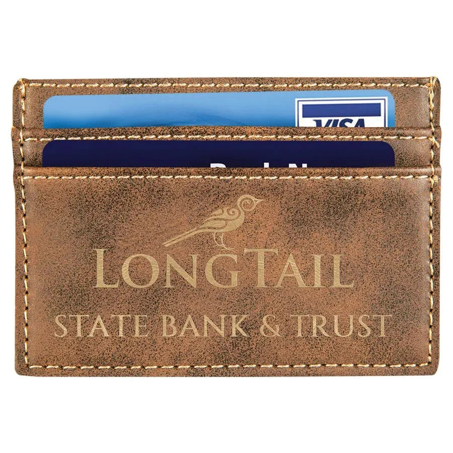 Rustic/Gold 4" x 2 3/4" Laserable Leatherette Wallet Clip