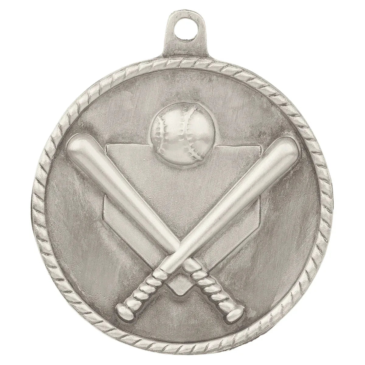 Antique Silver 2" Baseball/Softball High Relief Medal