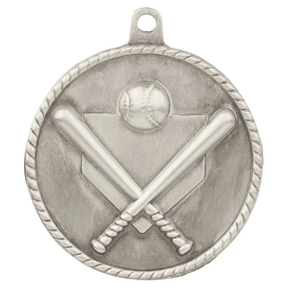 Antique Silver 2" Baseball/Softball High Relief Medal