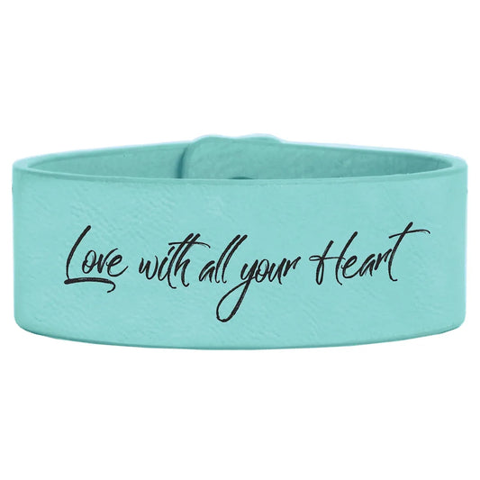 Teal 9 1/2" x 1" Laserable Leatherette Cuff Bracelet
