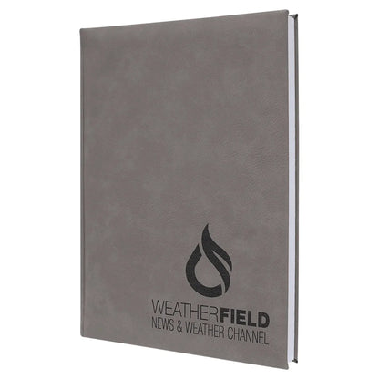 Gray 7" x 9 3/4" Laserable Leatherette Journal with Lined Notepad