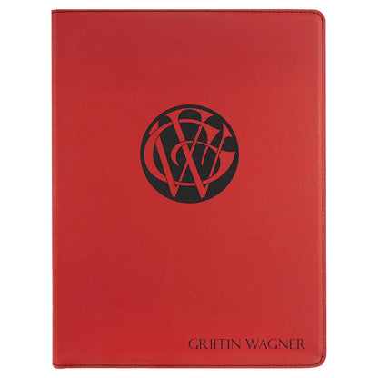 Red 9 1/2" x 12" Laserable Leatherette Portfolio with Notepad