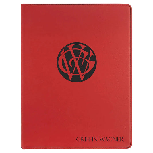 Red 9 1/2" x 12" Laserable Leatherette Portfolio with Notepad