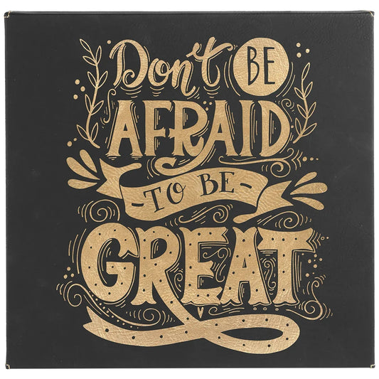 Black/Gold 10" x 10" Laserable Leatherette Wall Decor with Sawtooth Hanger