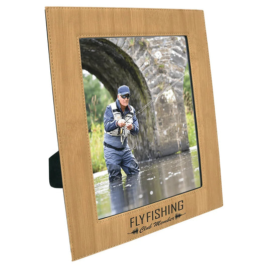Bamboo 8" x 10" Laserable Leatherette Photo Frame