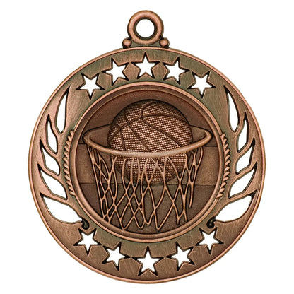 Antique Bronze 2 1/4" Basketball Galaxy Medal