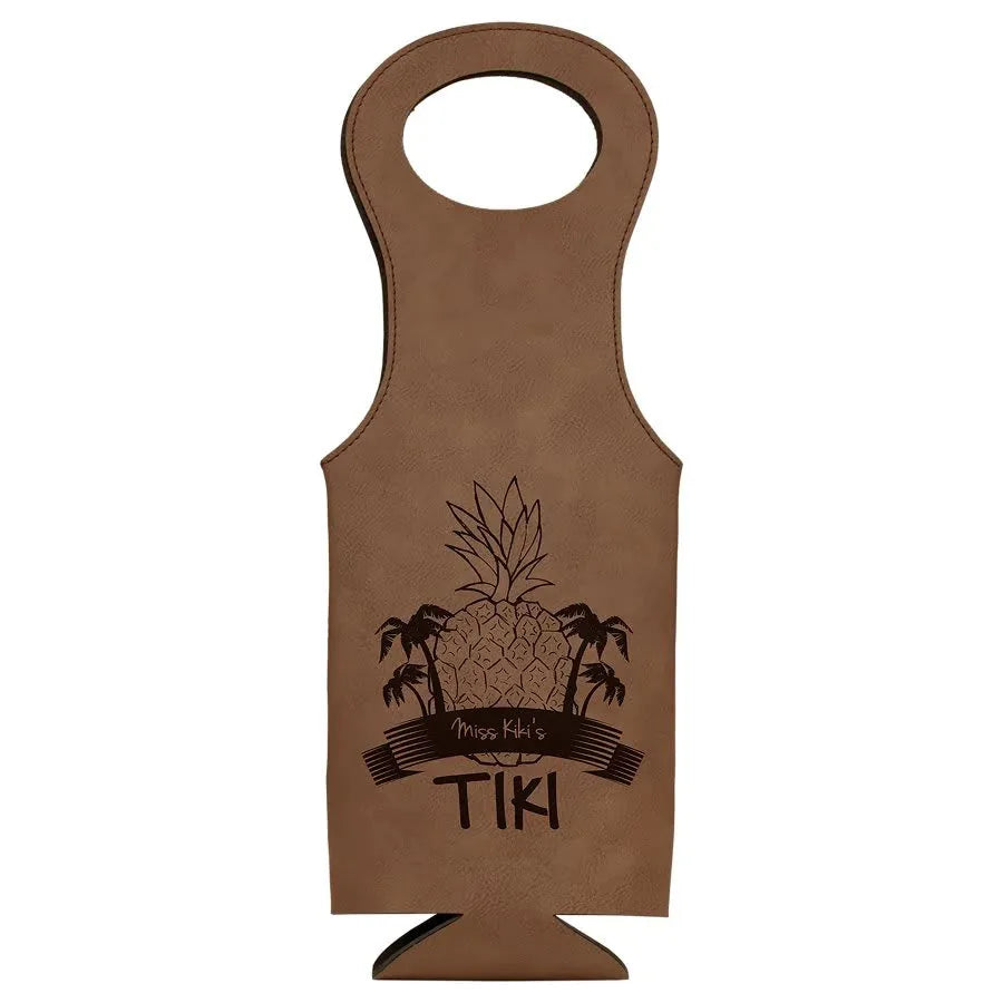 Dark Brown Laserable Leatherette Wine Bag