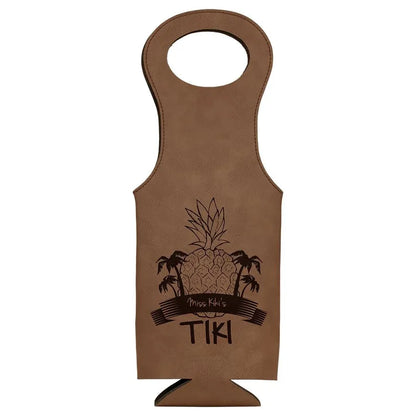 Dark Brown Laserable Leatherette Wine Bag