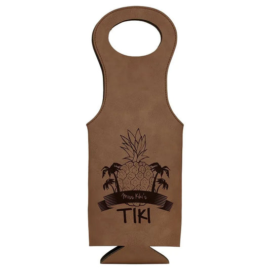 Dark Brown Laserable Leatherette Wine Bag
