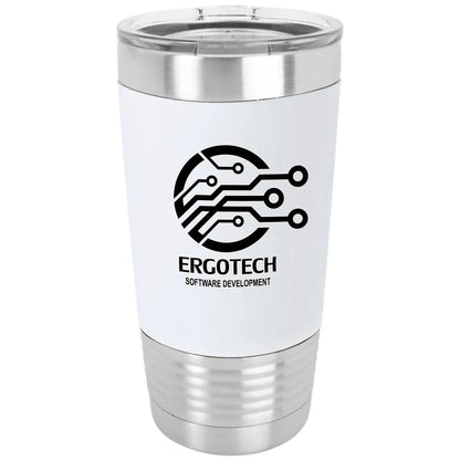 White Black 20 oz. Polar Camel Tumbler with Silicone Grip and Clear Lid