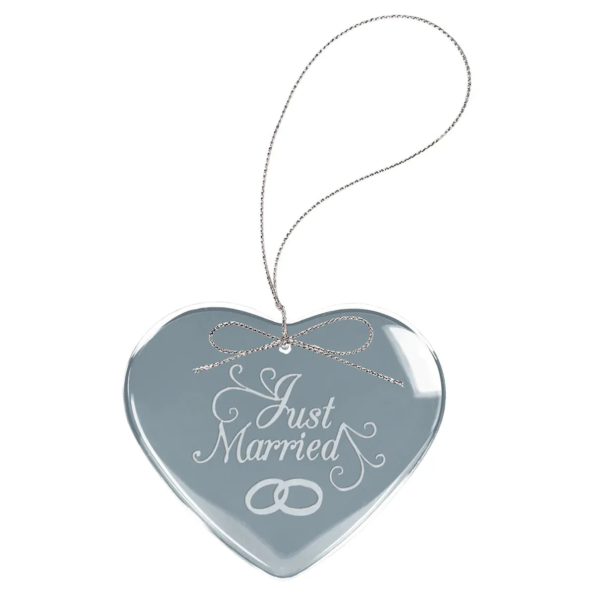 Clear Heart Glass Ornament with Silver 3" String