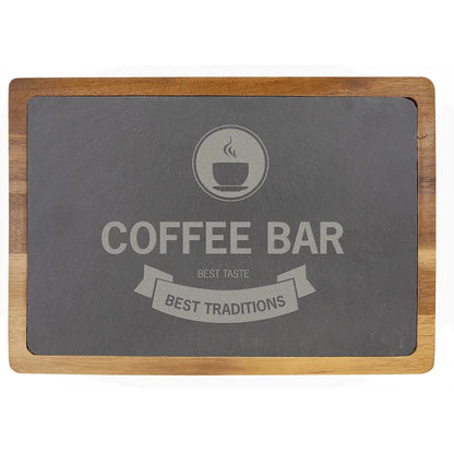 13" x 9" Acacia Wood/Slate Cutting Board