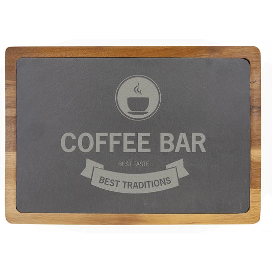 13" x 9" Acacia Wood/Slate Cutting Board