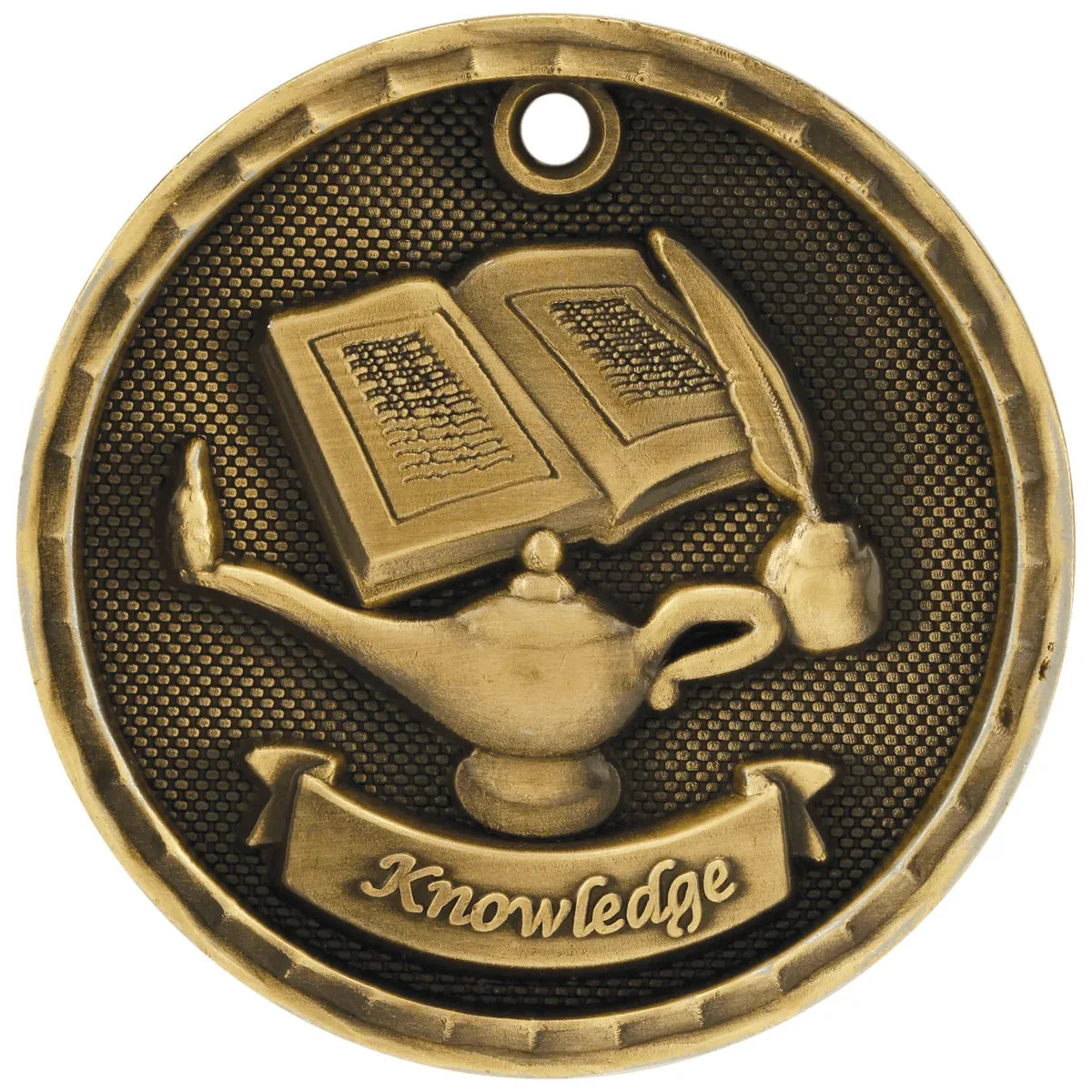 Custom 3D Lamp of Knowledge Medal (2") — Engraved & UV Printed | Gold, Silver & Bronze