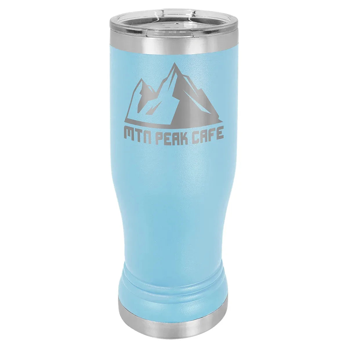 Light Blue 14oz. Polar Camel Pilsner with Clear Lid